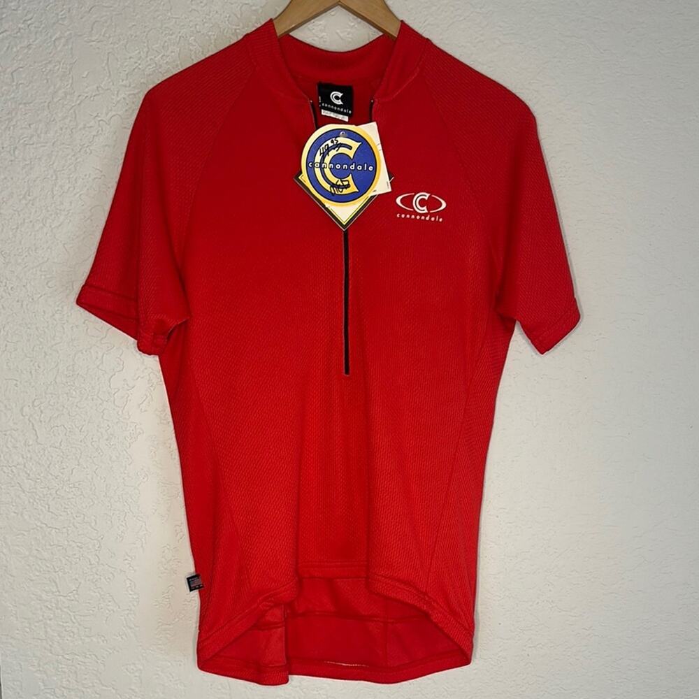 NEW Cannondale Men’s Cycling Jersey Red 1/2 Zip Performance Pockets Microfiber